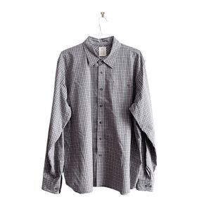 Wrangler Jeans Co. Original Mens Shirt Button Long Sleeve Plaid Gray 2XL